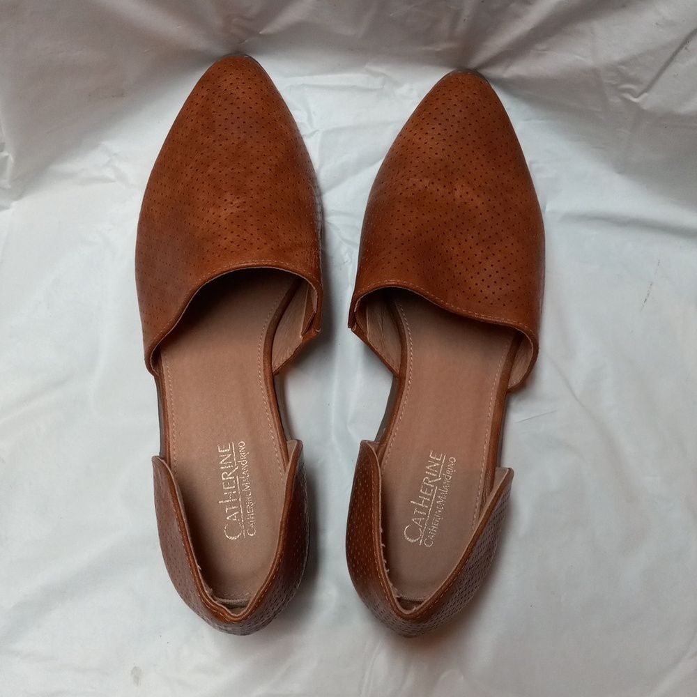 Catherine Malandrino Size 7 Brown Faux Leather Pointed Toe Flats - Picture 6 of 11
